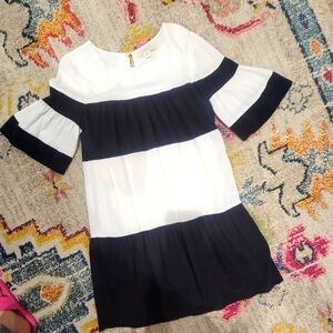 Anthropologie Everleigh Striped Bell Sleeve Tiered Dress